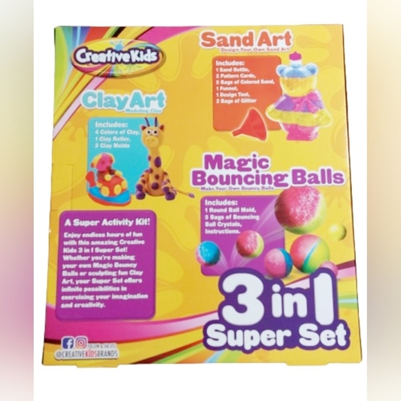 Creative Kids 3 in 1 Super Set (Sand Art, Clay‎ Art, Magic Bouncing Balls) - Picture 2 of 11